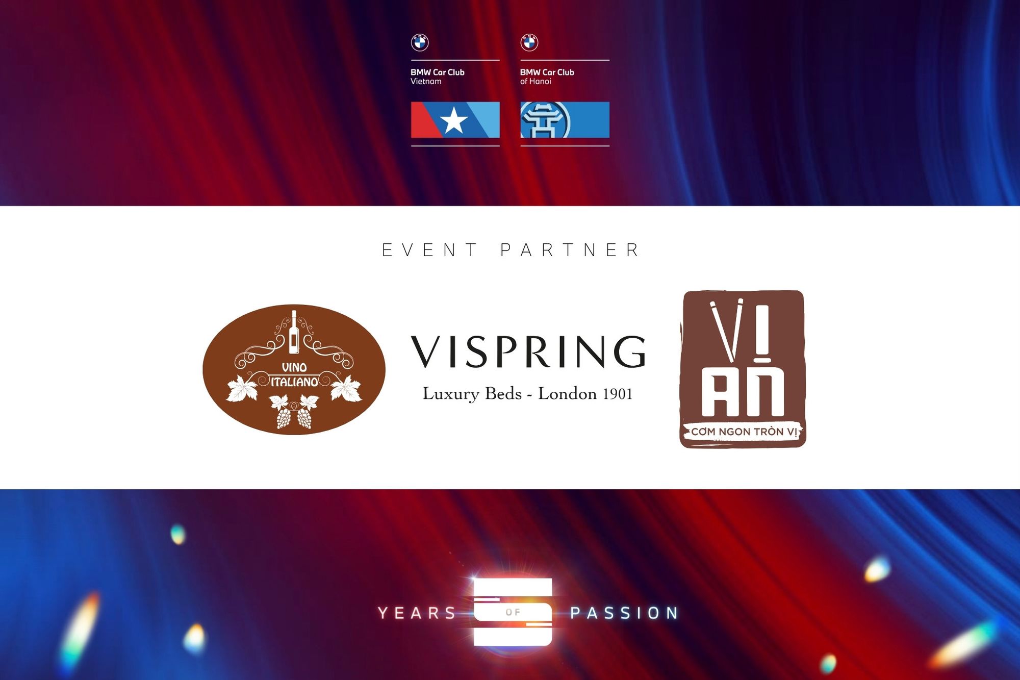 Kỷ niệm 5 năm BMW Club of Hanoi: Đối tác đồng hành Vino Italiano; Vispring; Vị An