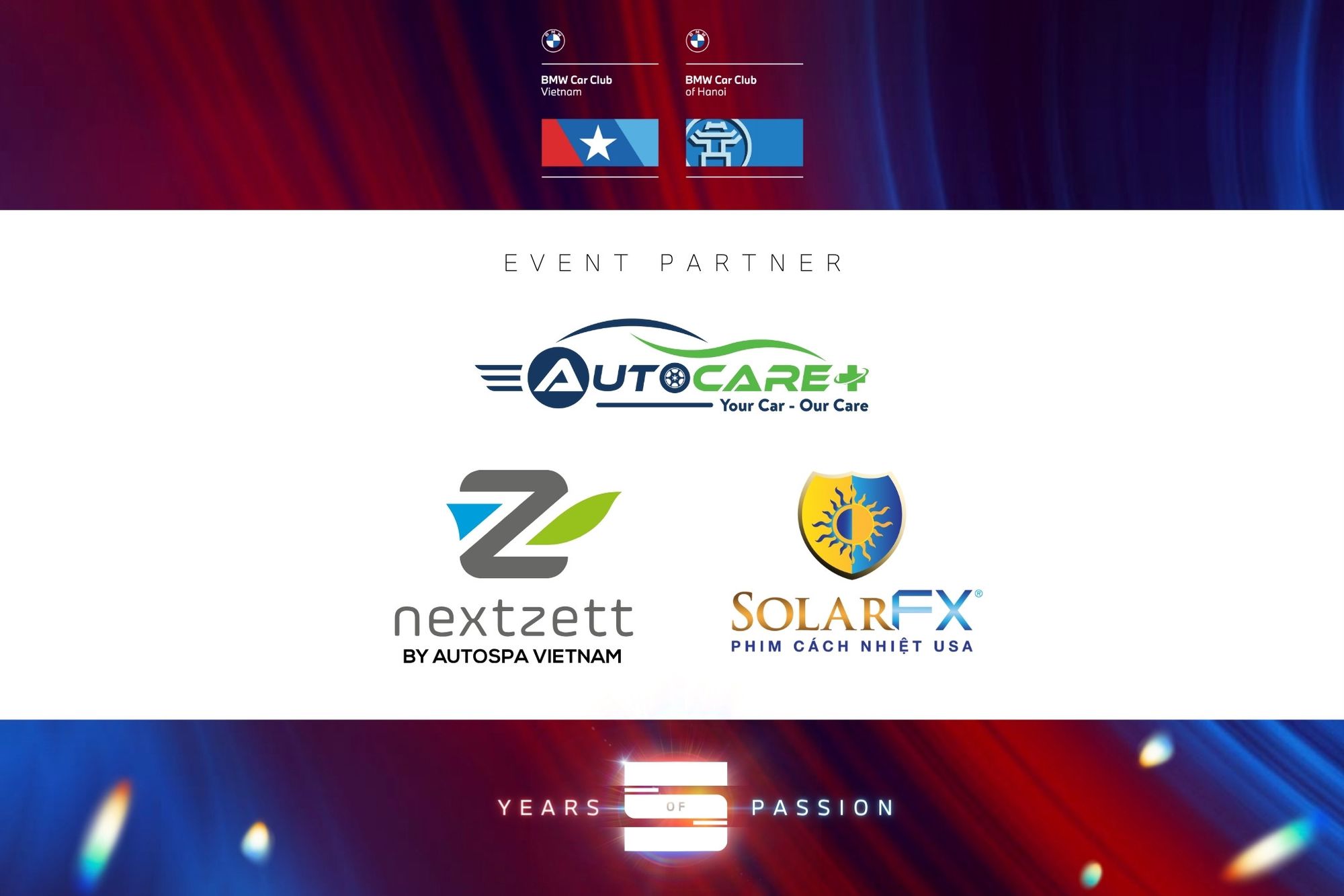 Kỷ niệm 5 năm BMW Club of Hanoi: Đối tác đồng hành AutoCare+; Nextzett by AutoSpa; Solar FX